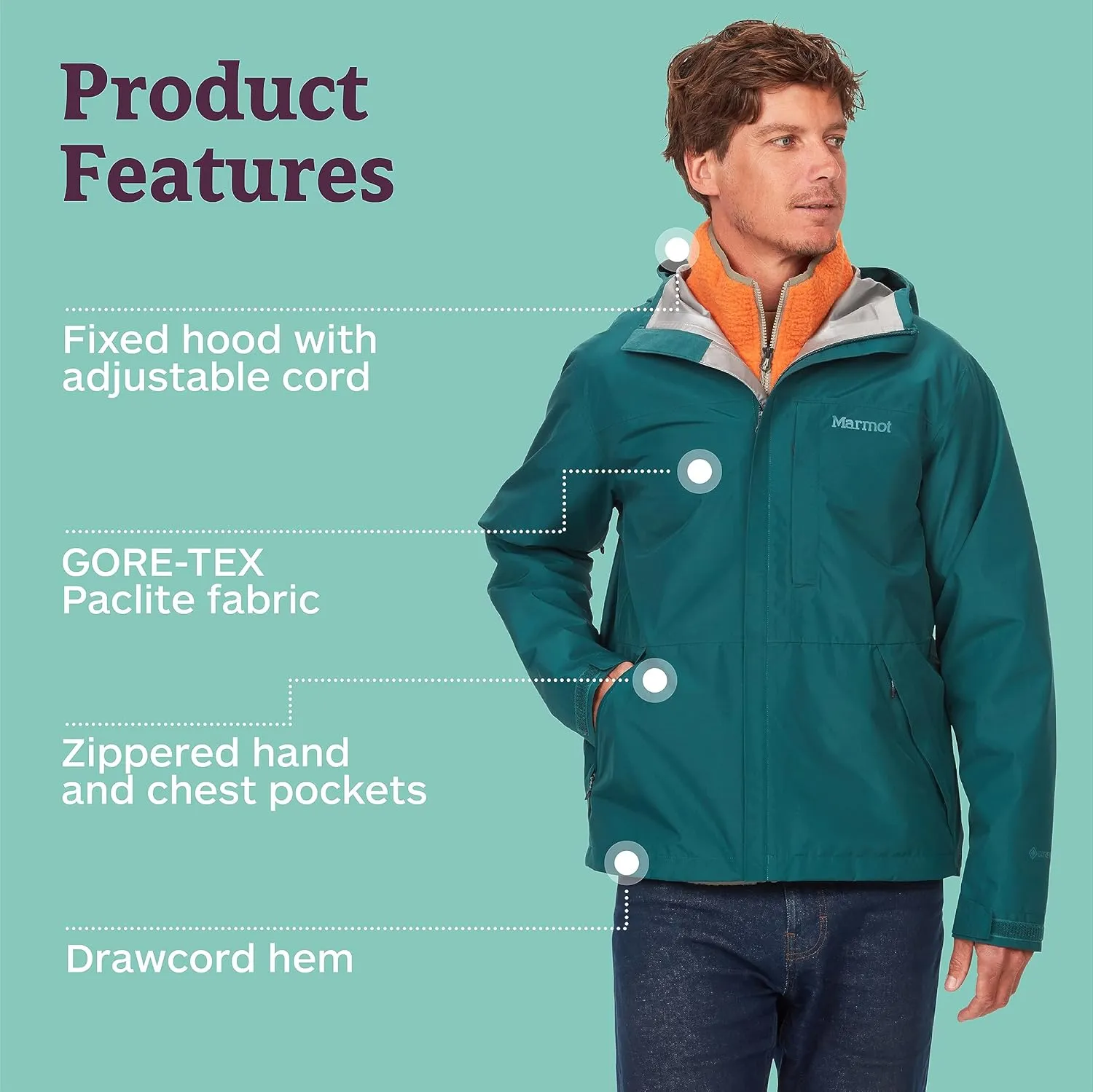 MARMOT Men's GORE-TEX Minimalist Rain Jacket - Packable, Breathable, Durable Wind & Water Protection