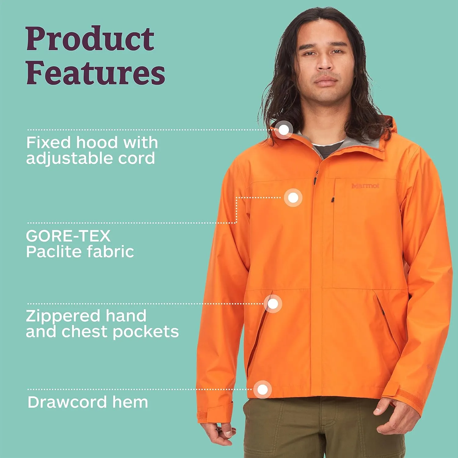 MARMOT Men's GORE-TEX Minimalist Rain Jacket - Packable, Breathable, Durable Wind & Water Protection