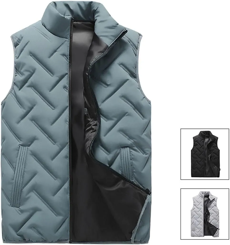 Men Vest Jackets Thick Vests Sleeveless Coats Warm Cotton-Padded Waistcoat