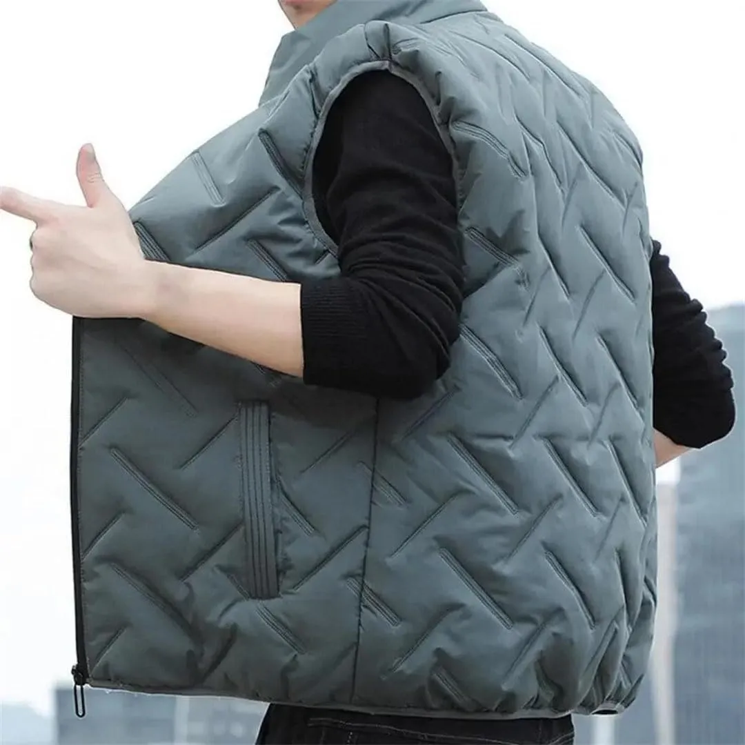 Men Vest Jackets Thick Vests Sleeveless Coats Warm Cotton-Padded Waistcoat