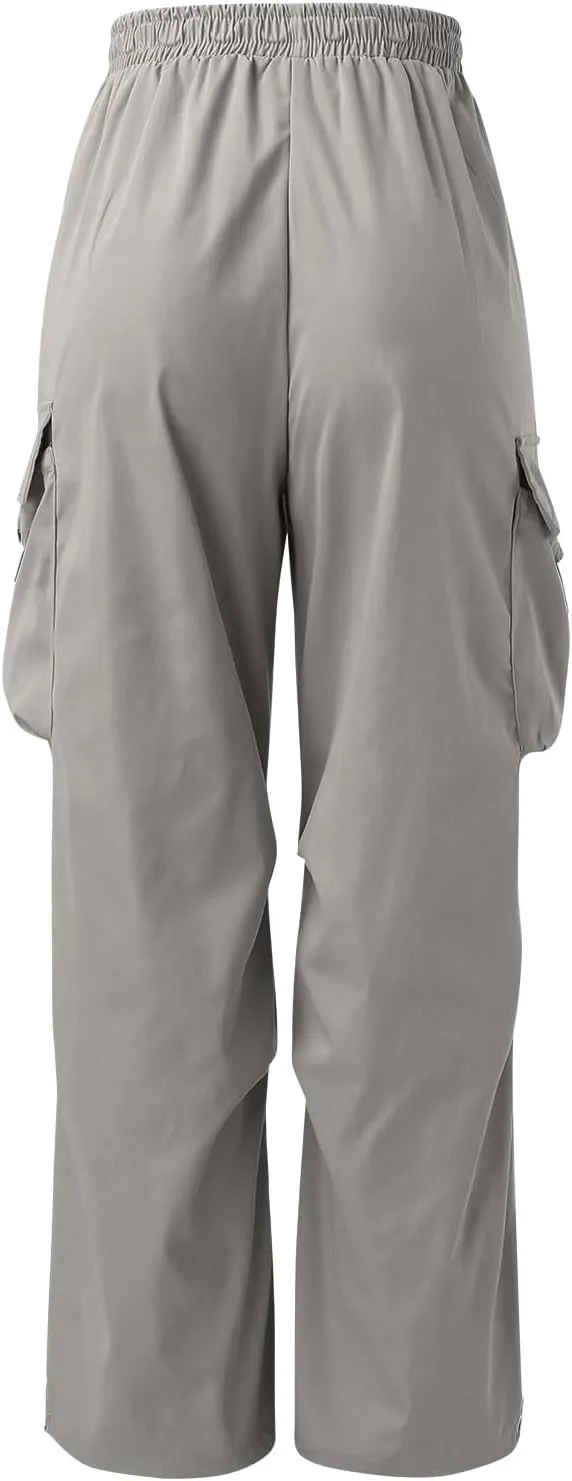 Mens Cargo Pants Casual Loose Fit Wide Leg Elasticated Waist Pant Sweatpants with Pockets