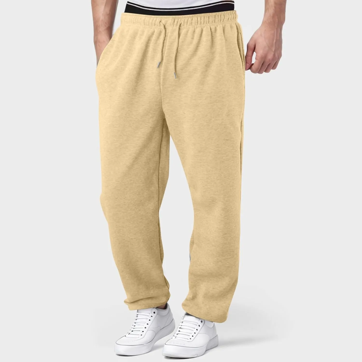 Mens Cargo Work Pants Casual Cotton Stretchy Elasticated Waist Pant Sweatpants Joggers Gym Sports Yoga Pants