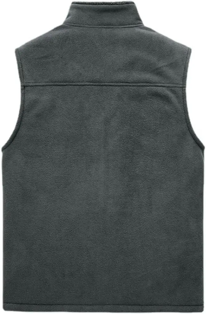 Men's Fleece Vest Outdoor Warm Sleeveless Jacket Fishing Vest Top Cotton-Padded Coats Waistcoats