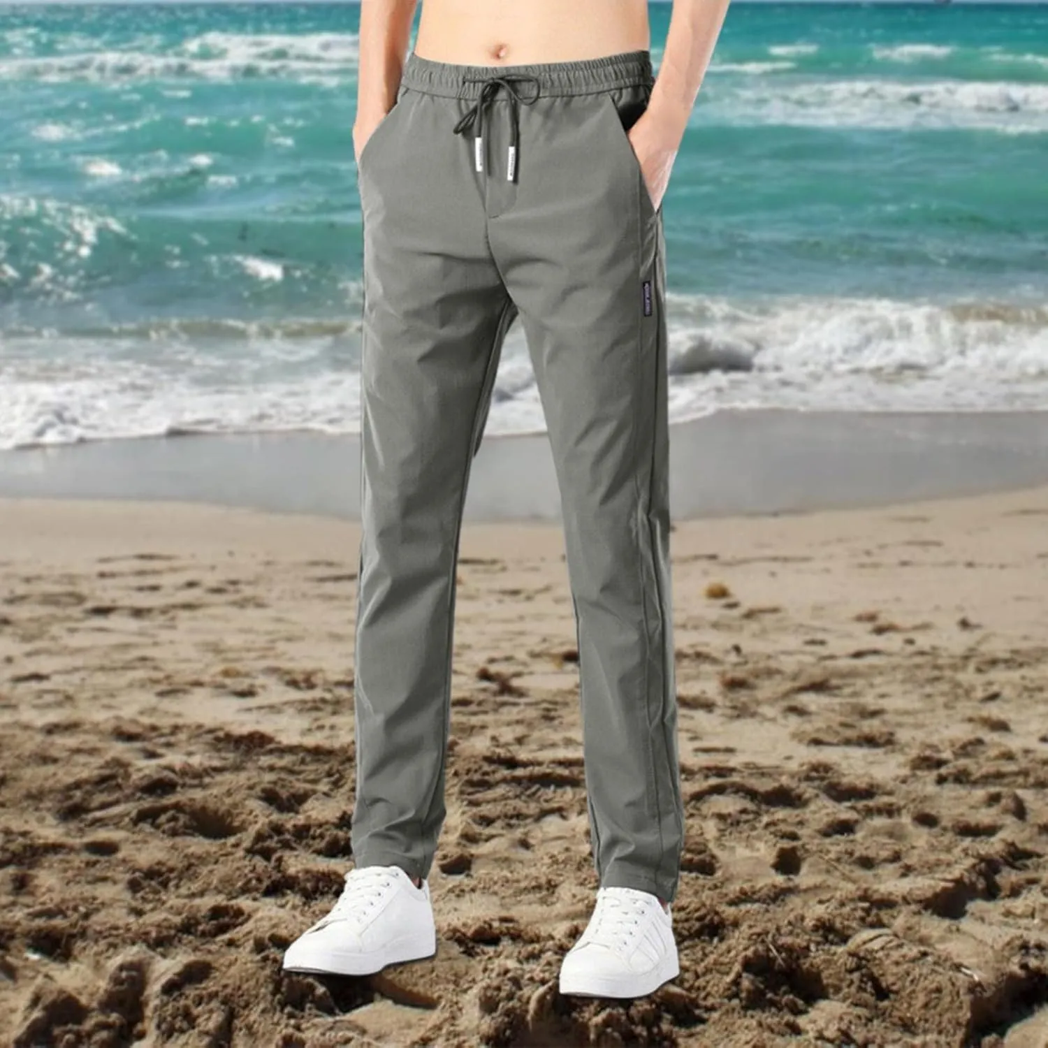 Men's Lightweight Jogging Pant Lounge Work Joggers Comfort Fit Sport Casual Sweatpants Elastic Waist Pants