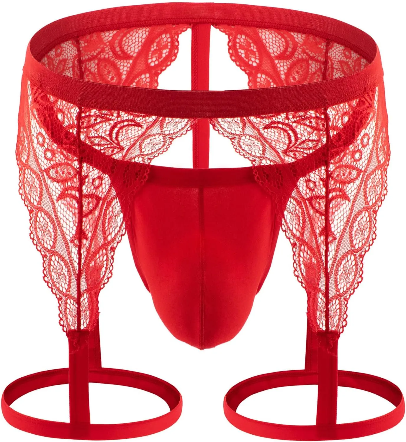 Men's Mesh Underwear Lace-Up Low Rise Sexy Briefs Stretchable Breathable Soft Boxers G-String Bikini