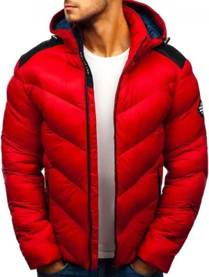 Men's Puffer Jacket with Hood Winter Casual Warm Down Coat Mid-weight Cotton-padded Snow Coat Outerwear