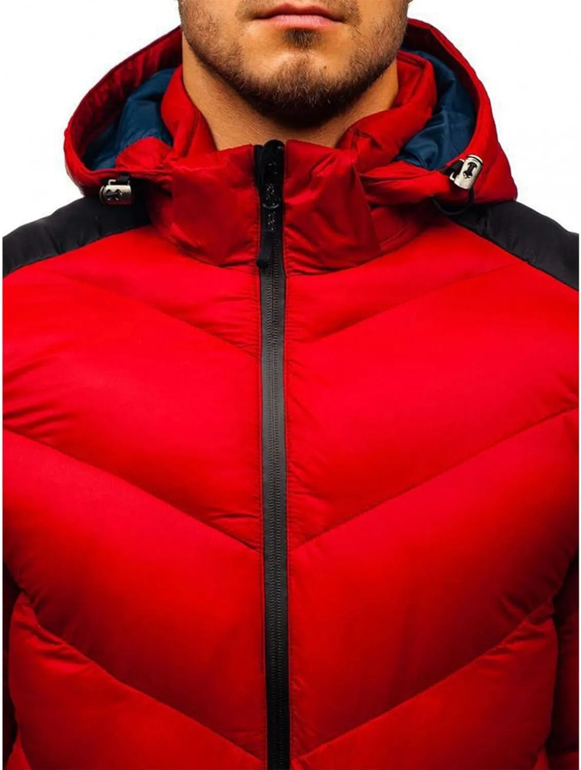 Men's Puffer Jacket with Hood Winter Casual Warm Down Coat Mid-weight Cotton-padded Snow Coat Outerwear