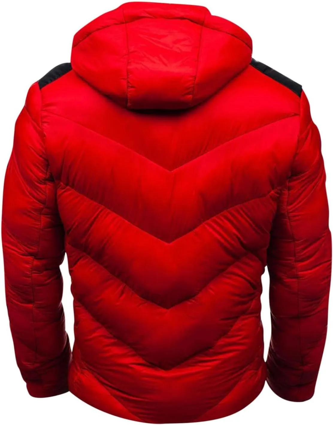Men's Puffer Jacket with Hood Winter Casual Warm Down Coat Mid-weight Cotton-padded Snow Coat Outerwear