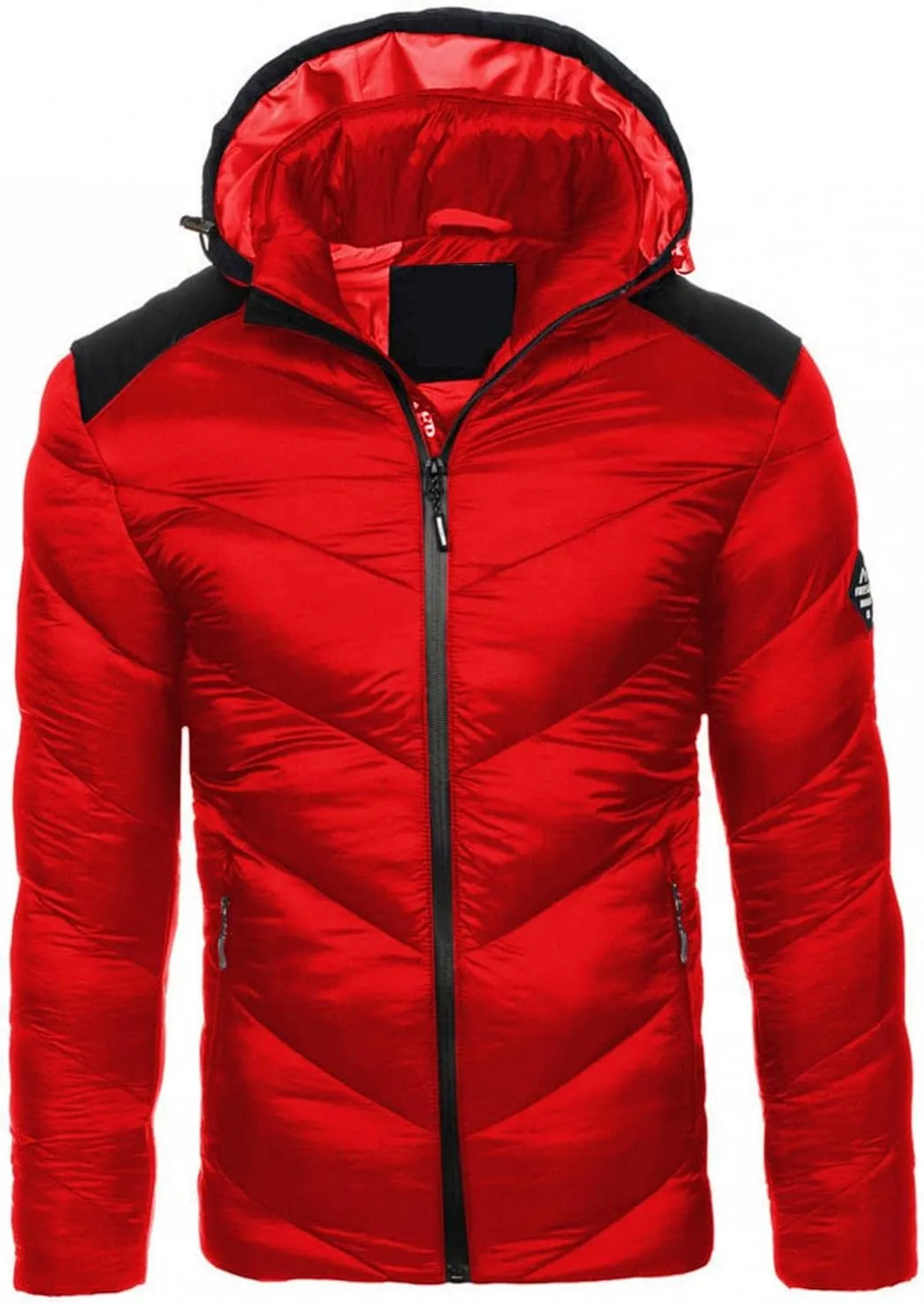 Men's Puffer Jacket with Hood Winter Casual Warm Down Coat Mid-weight Cotton-padded Snow Coat Outerwear