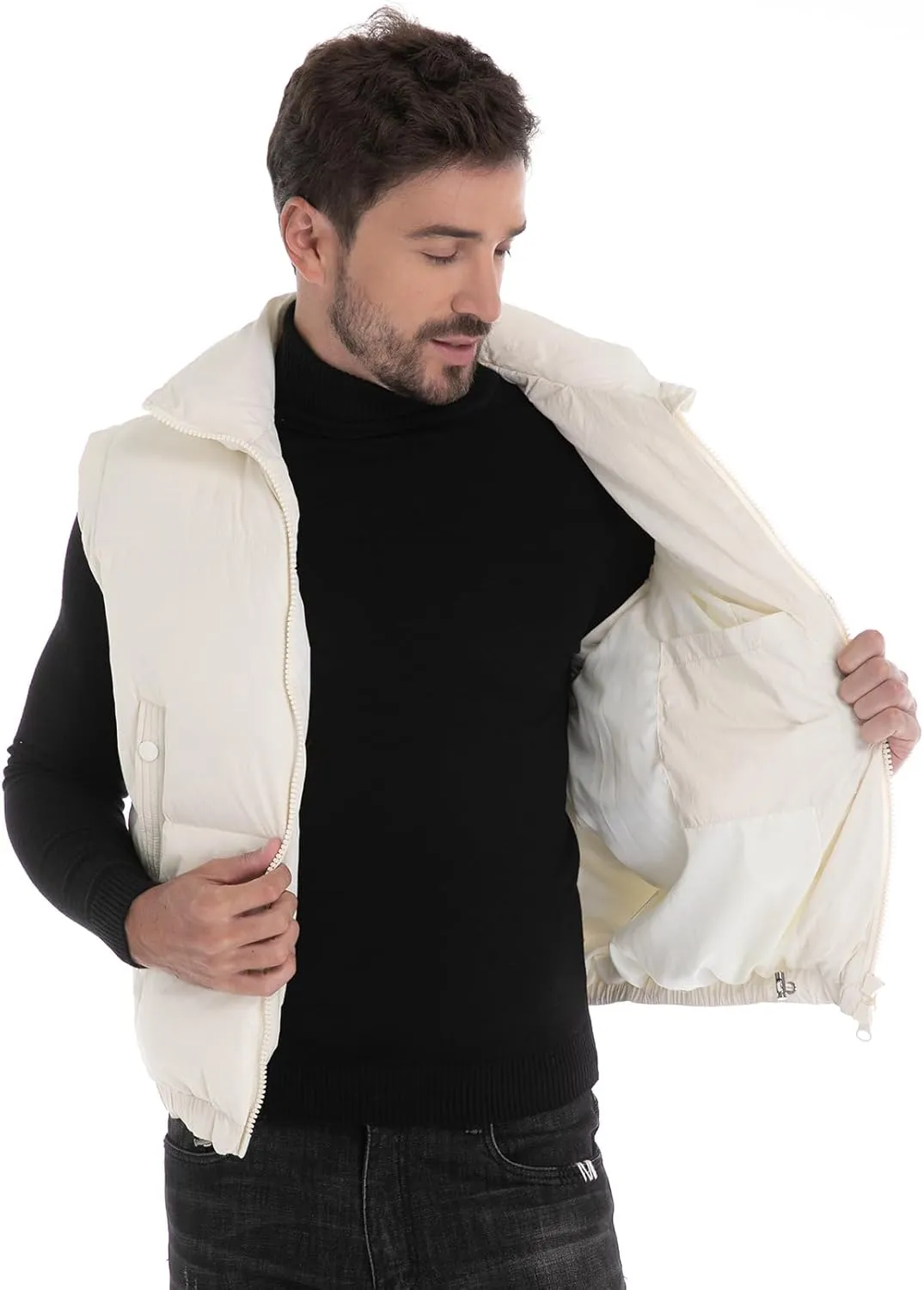 Men's Puffer Vest, Quilted Puffy Warm Outerwear Winter Causal Sleeveless Jacket