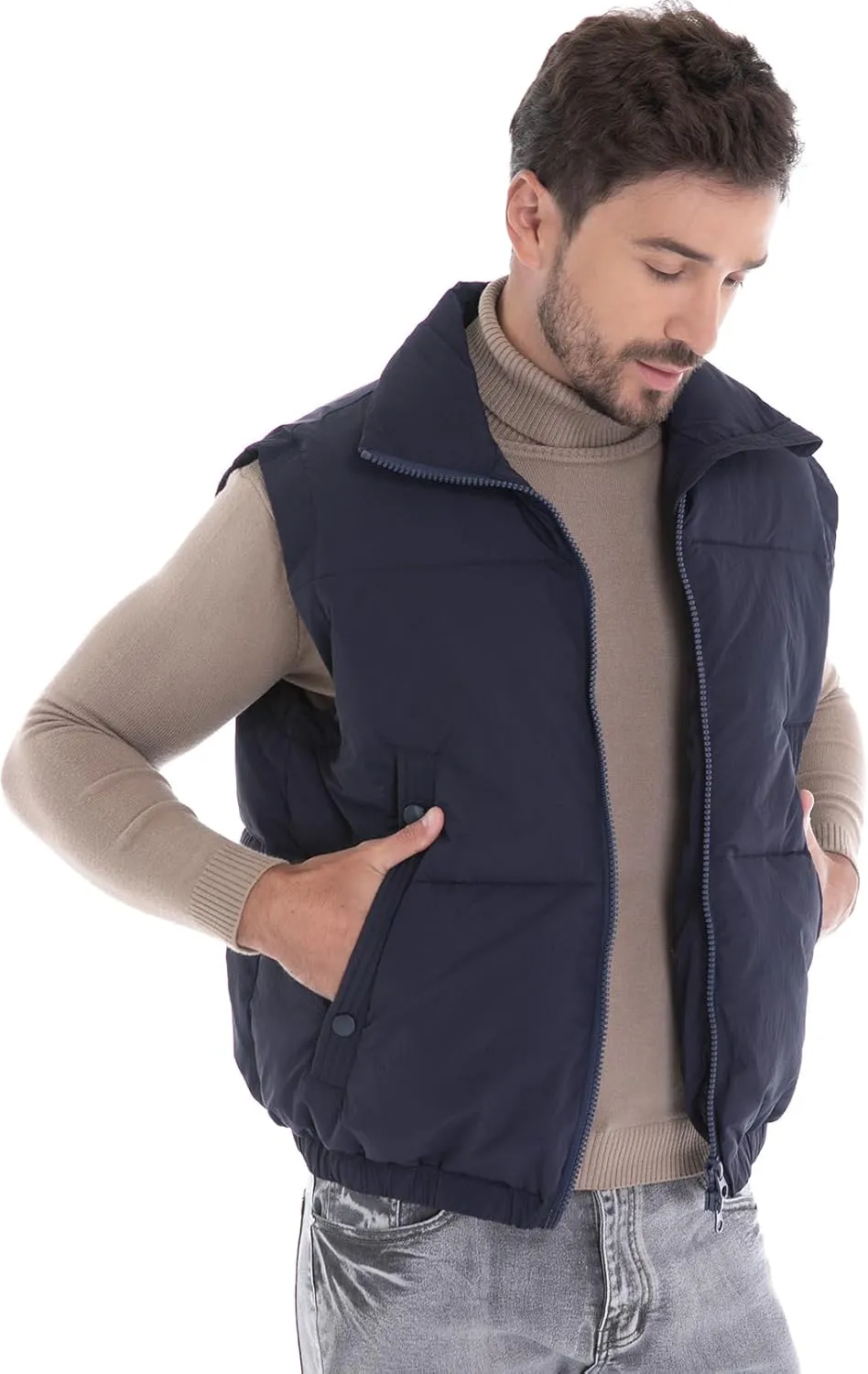 Men's Puffer Vest, Quilted Puffy Warm Outerwear Winter Causal Sleeveless Jacket