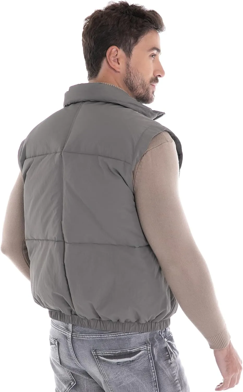Men's Puffer Vest, Quilted Puffy Warm Outerwear Winter Causal Sleeveless Jacket