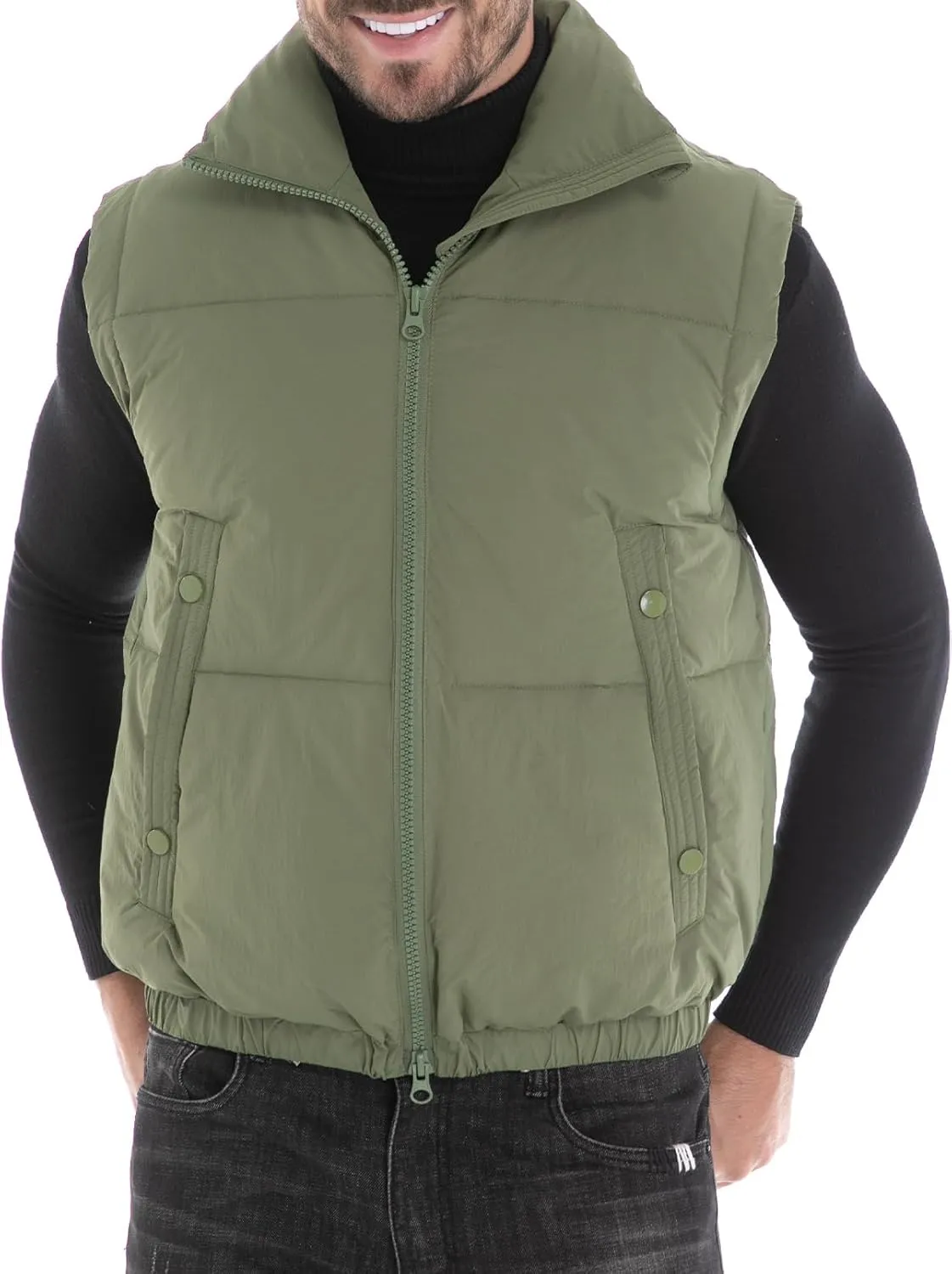 Men's Puffer Vest, Quilted Puffy Warm Outerwear Winter Causal Sleeveless Jacket