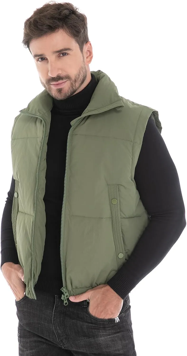 Men's Puffer Vest, Quilted Puffy Warm Outerwear Winter Causal Sleeveless Jacket