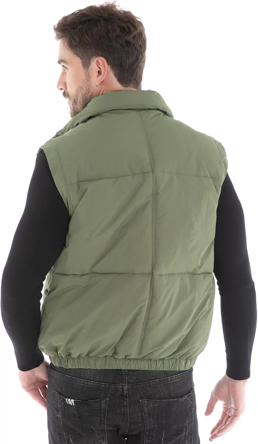 Men's Puffer Vest, Quilted Puffy Warm Outerwear Winter Causal Sleeveless Jacket