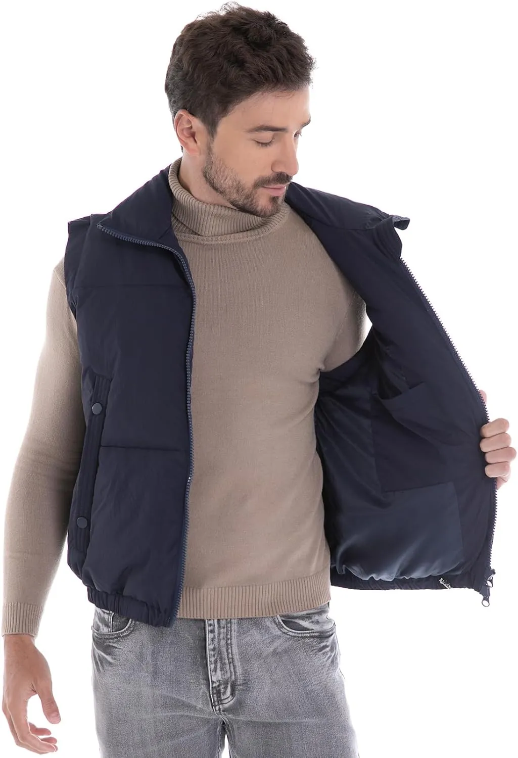 Men's Puffer Vest, Quilted Puffy Warm Outerwear Winter Causal Sleeveless Jacket