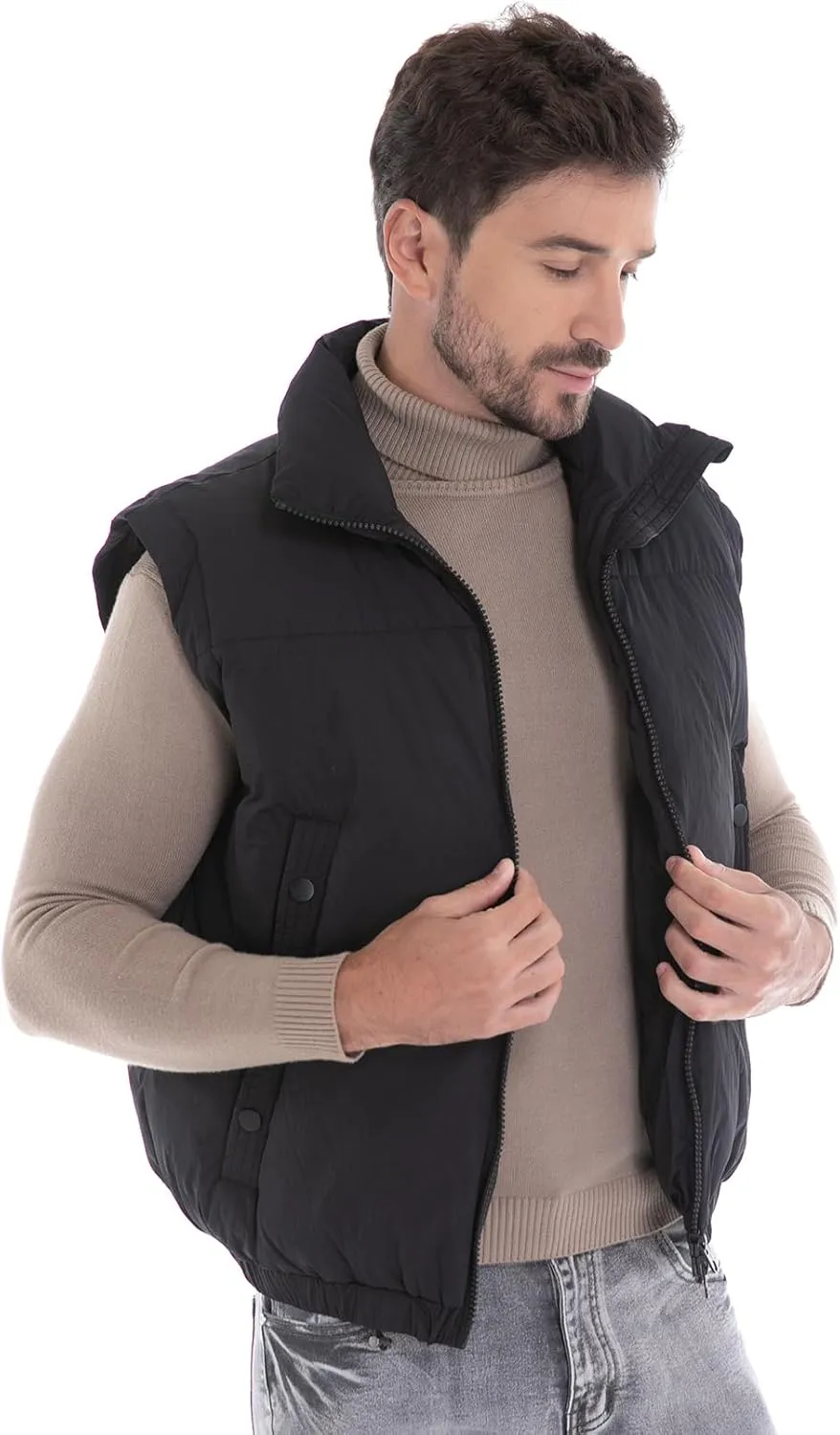 Men's Puffer Vest, Quilted Puffy Warm Outerwear Winter Causal Sleeveless Jacket