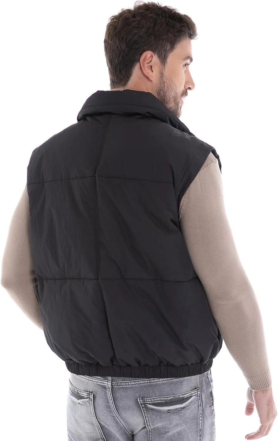 Men's Puffer Vest, Quilted Puffy Warm Outerwear Winter Causal Sleeveless Jacket