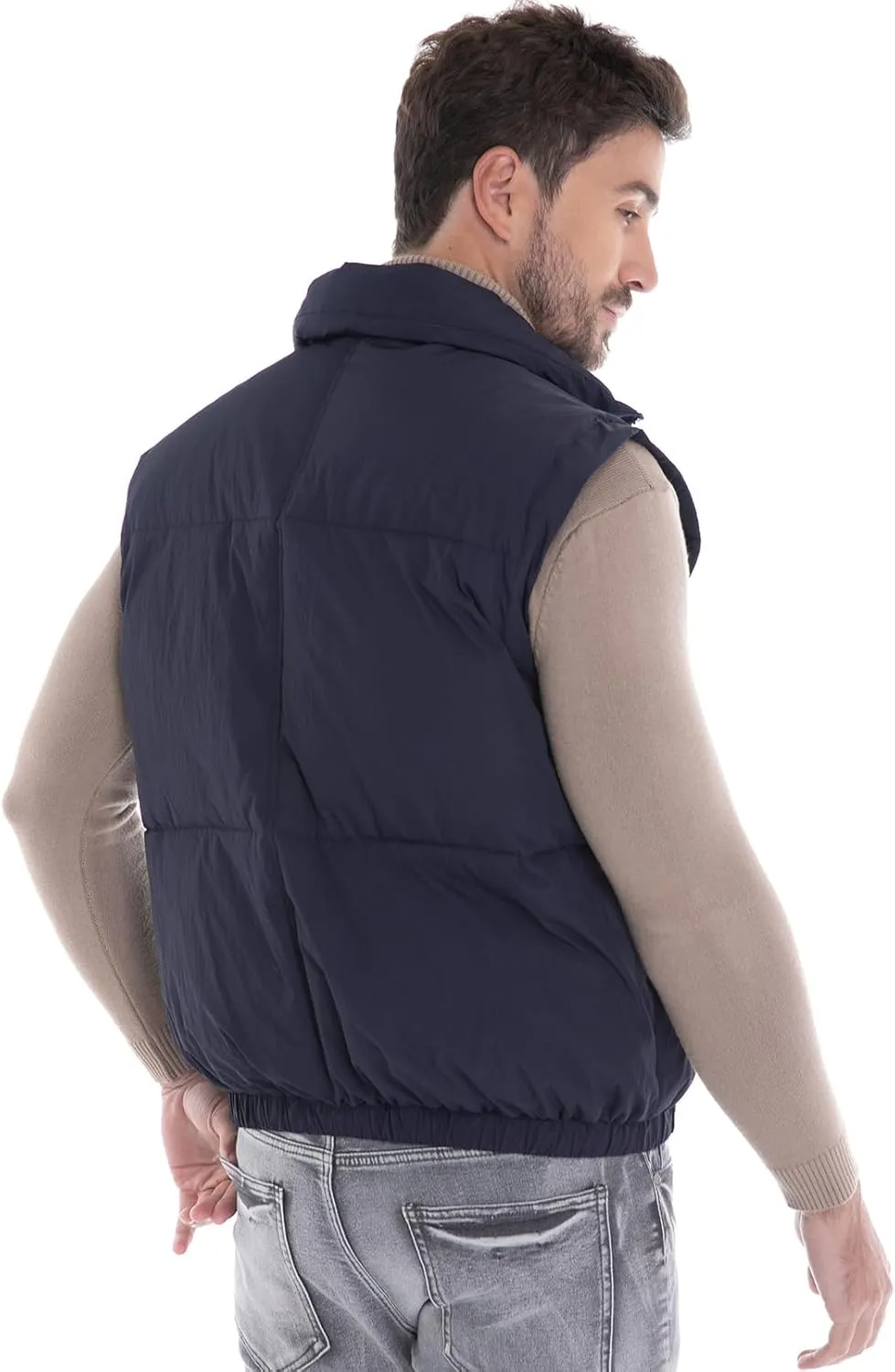 Men's Puffer Vest, Quilted Puffy Warm Outerwear Winter Causal Sleeveless Jacket