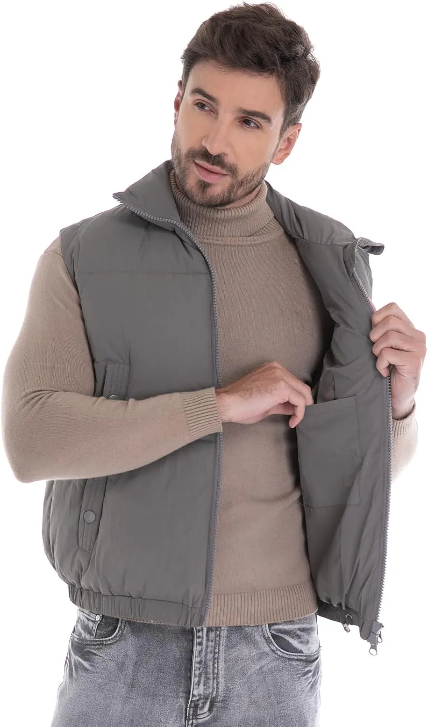 Men's Puffer Vest, Quilted Puffy Warm Outerwear Winter Causal Sleeveless Jacket