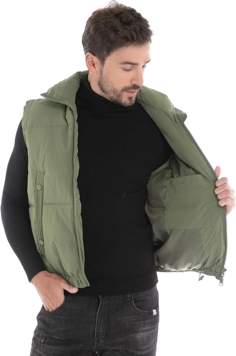 Men's Puffer Vest, Quilted Puffy Warm Outerwear Winter Causal Sleeveless Jacket