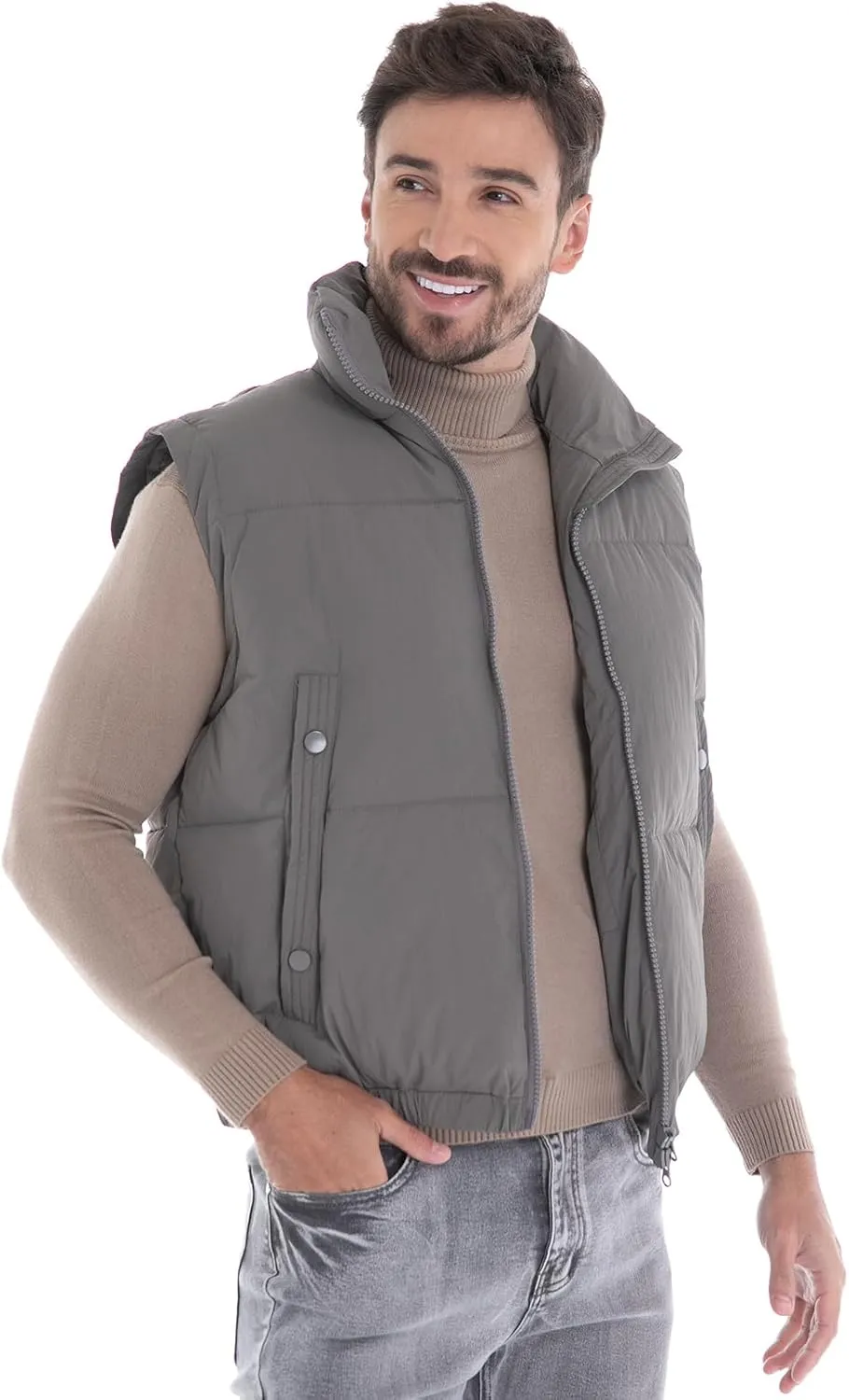 Men's Puffer Vest, Quilted Puffy Warm Outerwear Winter Causal Sleeveless Jacket