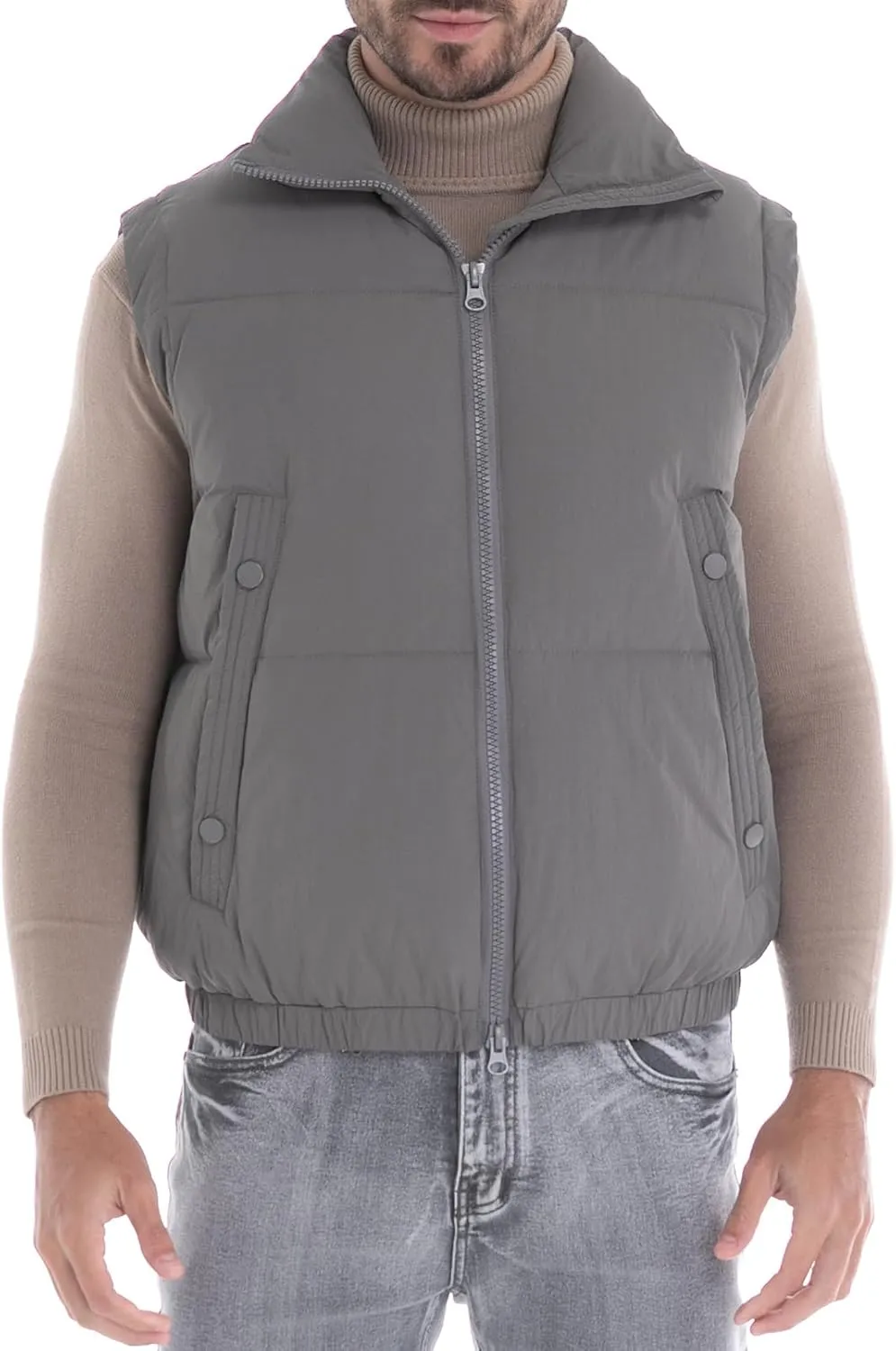Men's Puffer Vest, Quilted Puffy Warm Outerwear Winter Causal Sleeveless Jacket