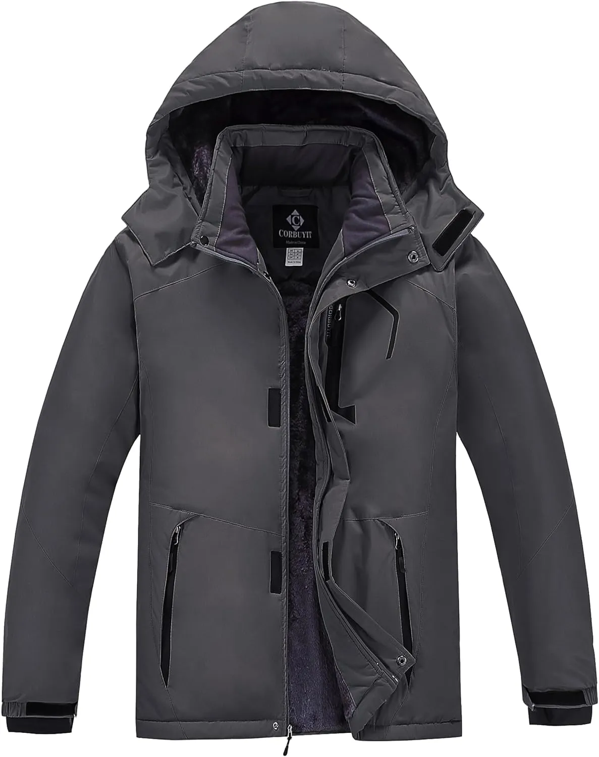 Men's Waterproof Ski Jacket - Snowboard Coats with Fleece Lining, Warm Parka with Hood for Ultimate Snow Protection