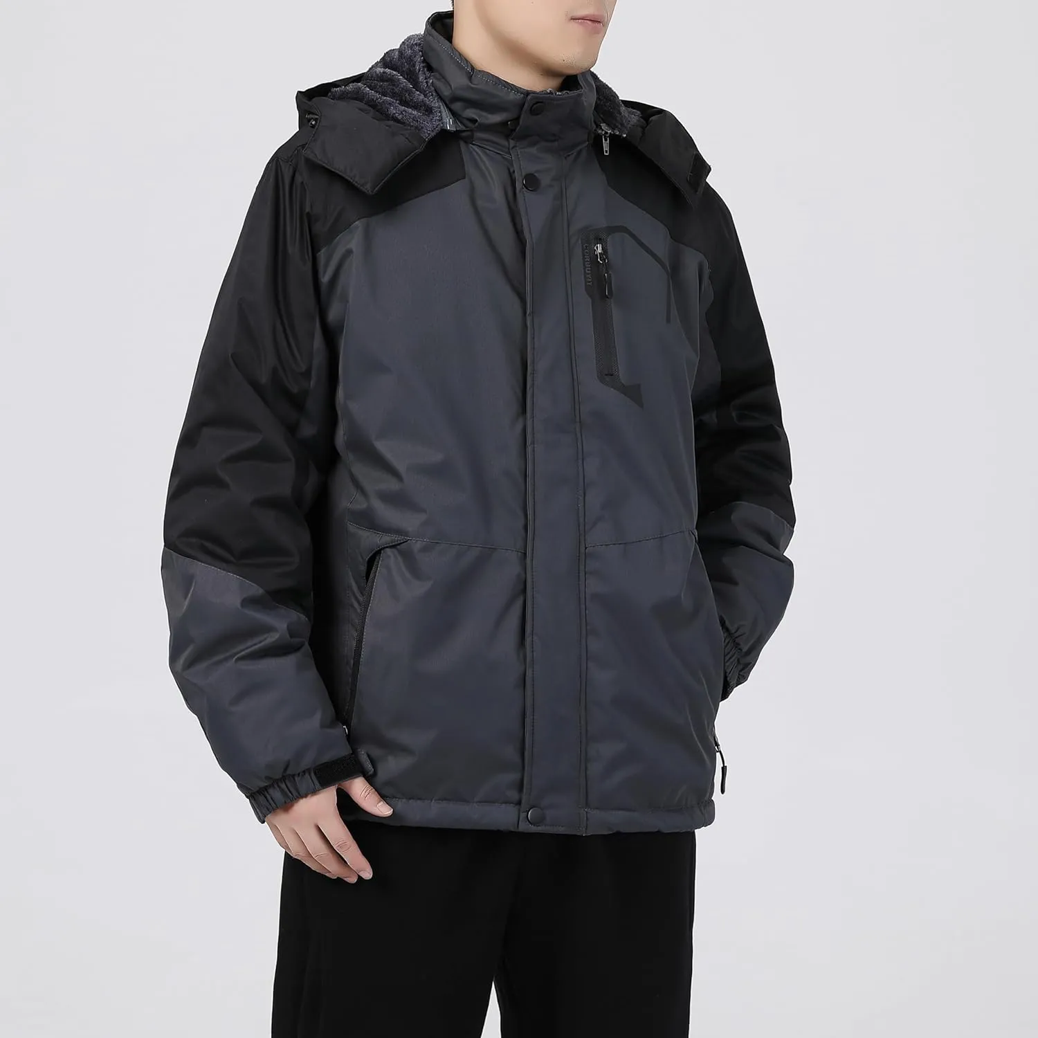 Men's Waterproof Ski Jacket - Snowboard Coats with Fleece Lining, Warm Parka with Hood for Ultimate Snow Protection