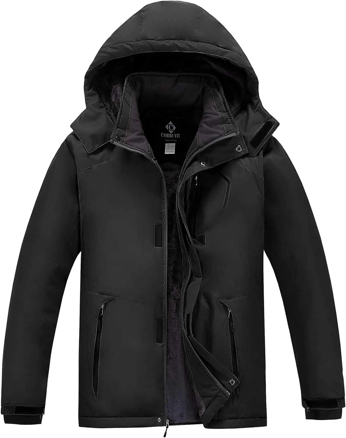 Men's Waterproof Ski Jacket - Snowboard Coats with Fleece Lining, Warm Parka with Hood for Ultimate Snow Protection