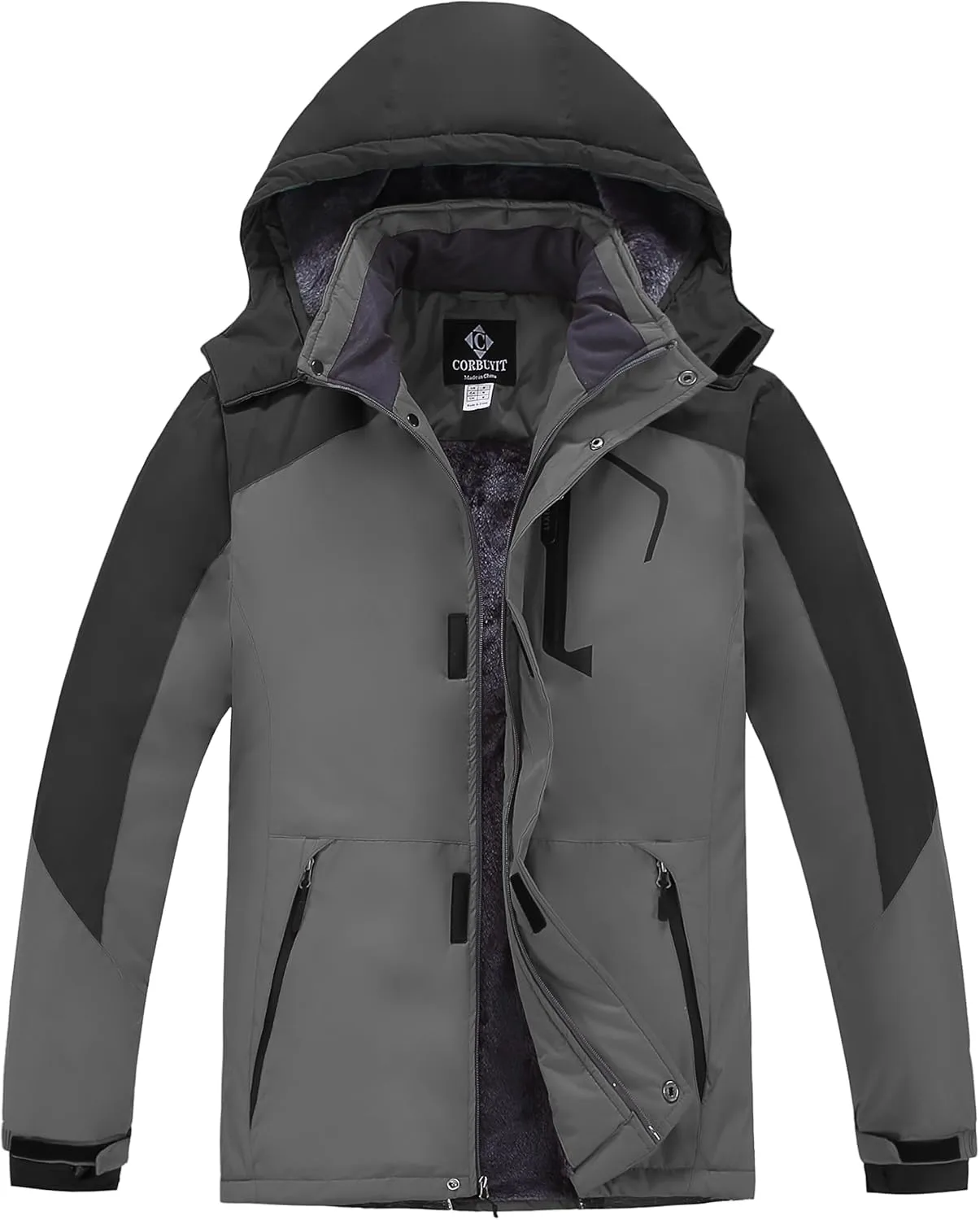 Men's Waterproof Ski Jacket - Snowboard Coats with Fleece Lining, Warm Parka with Hood for Ultimate Snow Protection
