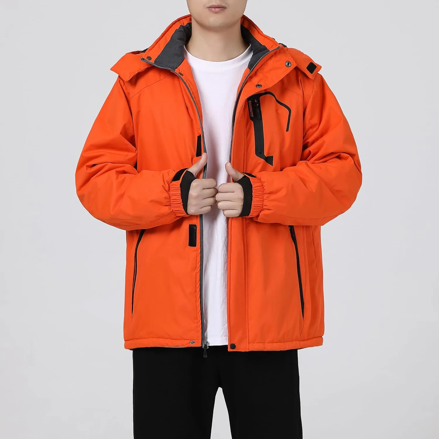 Men's Waterproof Ski Jacket - Snowboard Coats with Fleece Lining, Warm Parka with Hood for Ultimate Snow Protection