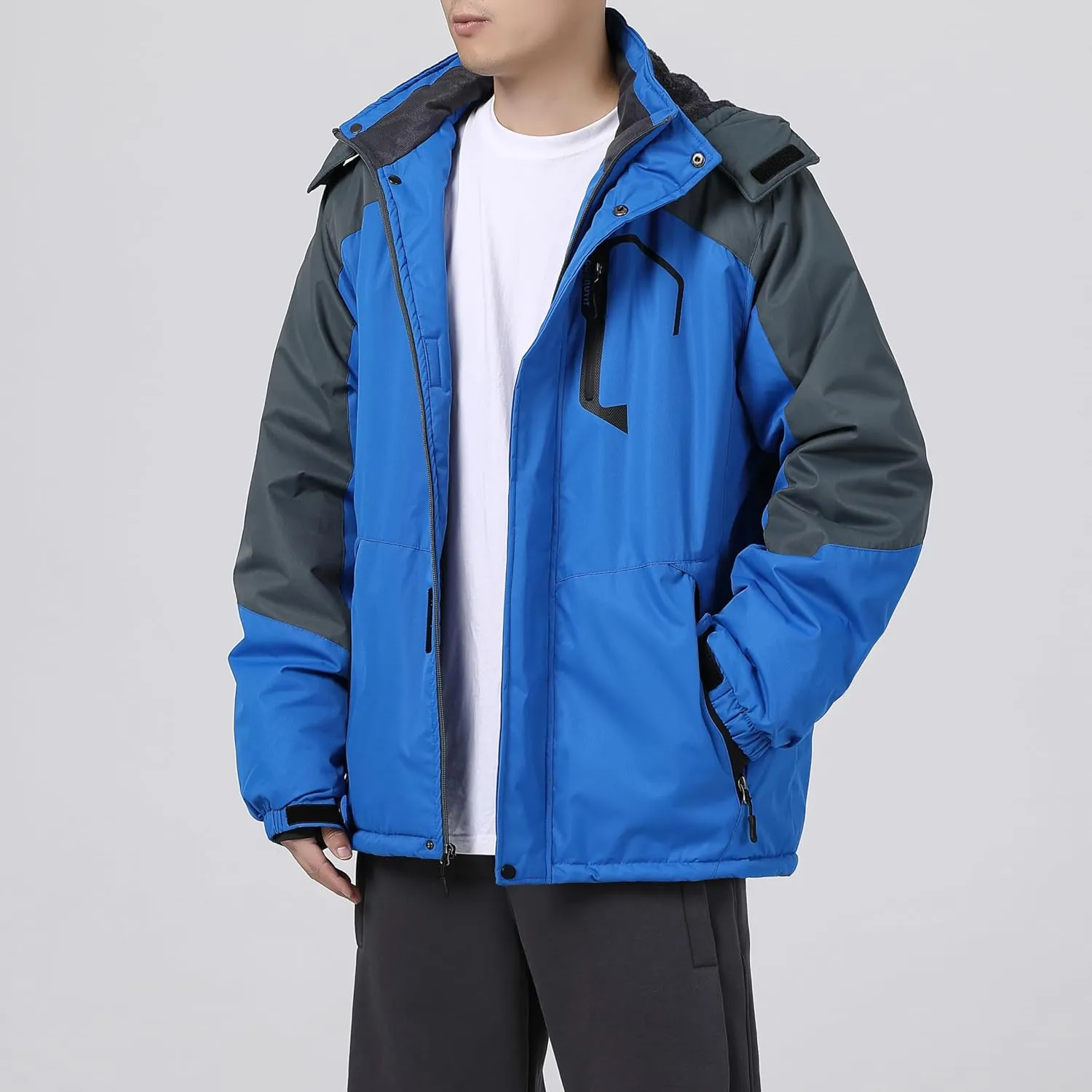 Men's Waterproof Ski Jacket - Snowboard Coats with Fleece Lining, Warm Parka with Hood for Ultimate Snow Protection