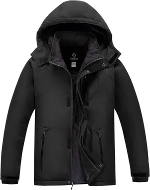 Men's Waterproof Ski Jacket - Snowboard Coats with Fleece Lining, Warm Parka with Hood for Ultimate Snow Protection