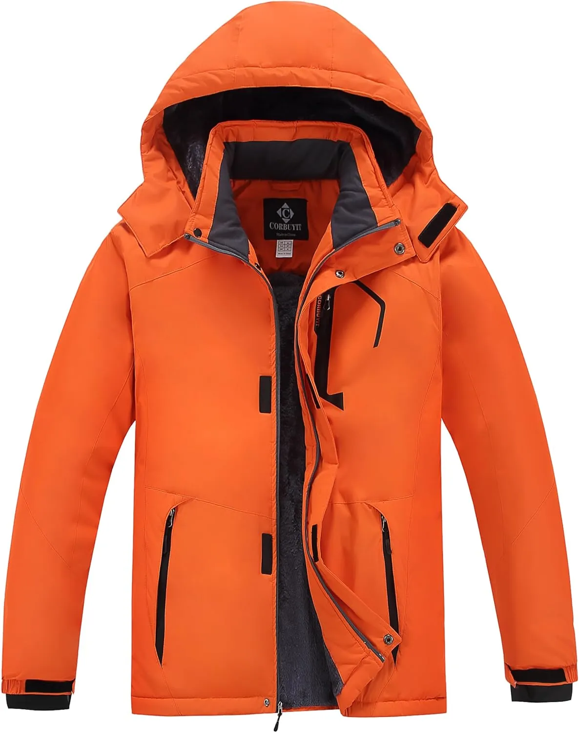 Men's Waterproof Ski Jacket - Snowboard Coats with Fleece Lining, Warm Parka with Hood for Ultimate Snow Protection