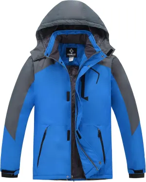 Men's Waterproof Ski Jacket - Snowboard Coats with Fleece Lining, Warm Parka with Hood for Ultimate Snow Protection