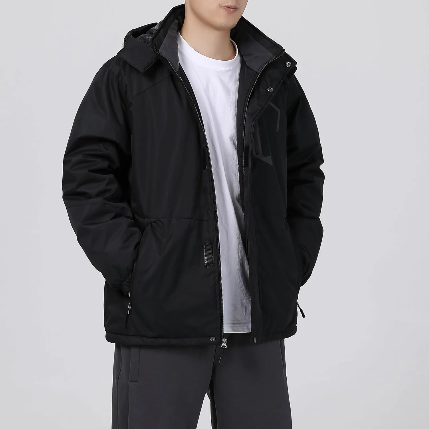 Men's Waterproof Ski Jacket - Snowboard Coats with Fleece Lining, Warm Parka with Hood for Ultimate Snow Protection