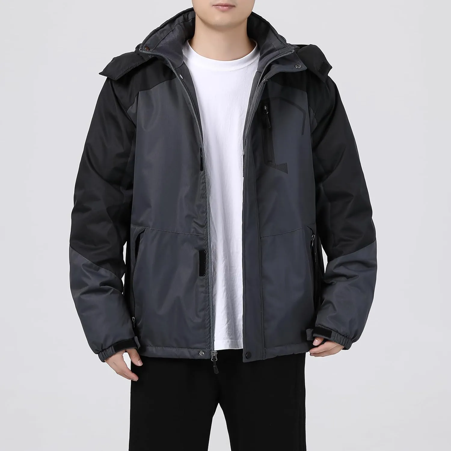 Men's Waterproof Ski Jacket - Snowboard Coats with Fleece Lining, Warm Parka with Hood for Ultimate Snow Protection