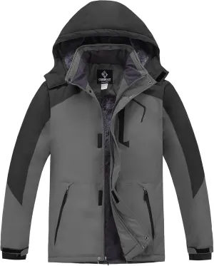 Men's Waterproof Ski Jacket - Snowboard Coats with Fleece Lining, Warm Parka with Hood for Ultimate Snow Protection