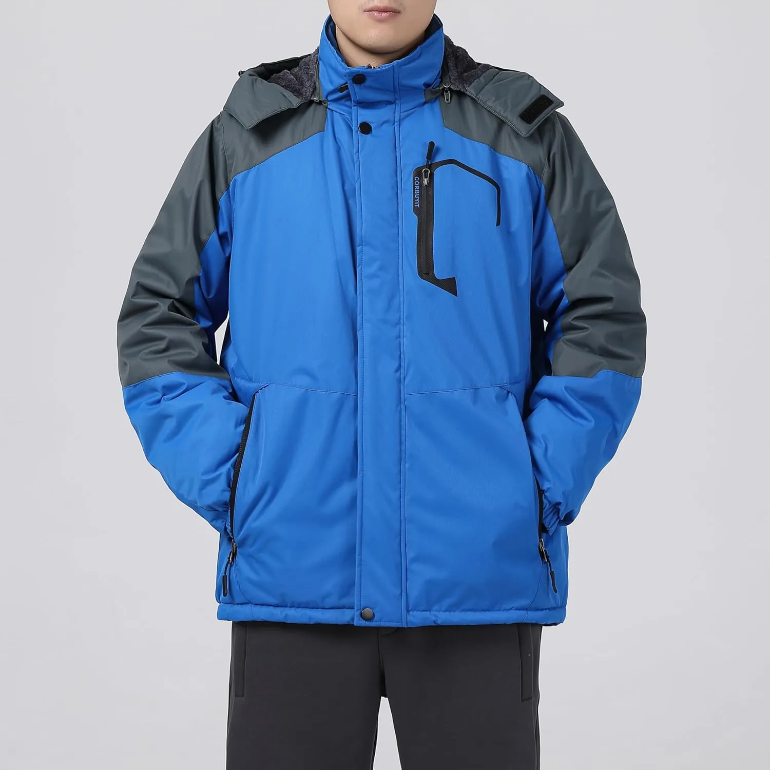 Men's Waterproof Ski Jacket - Snowboard Coats with Fleece Lining, Warm Parka with Hood for Ultimate Snow Protection