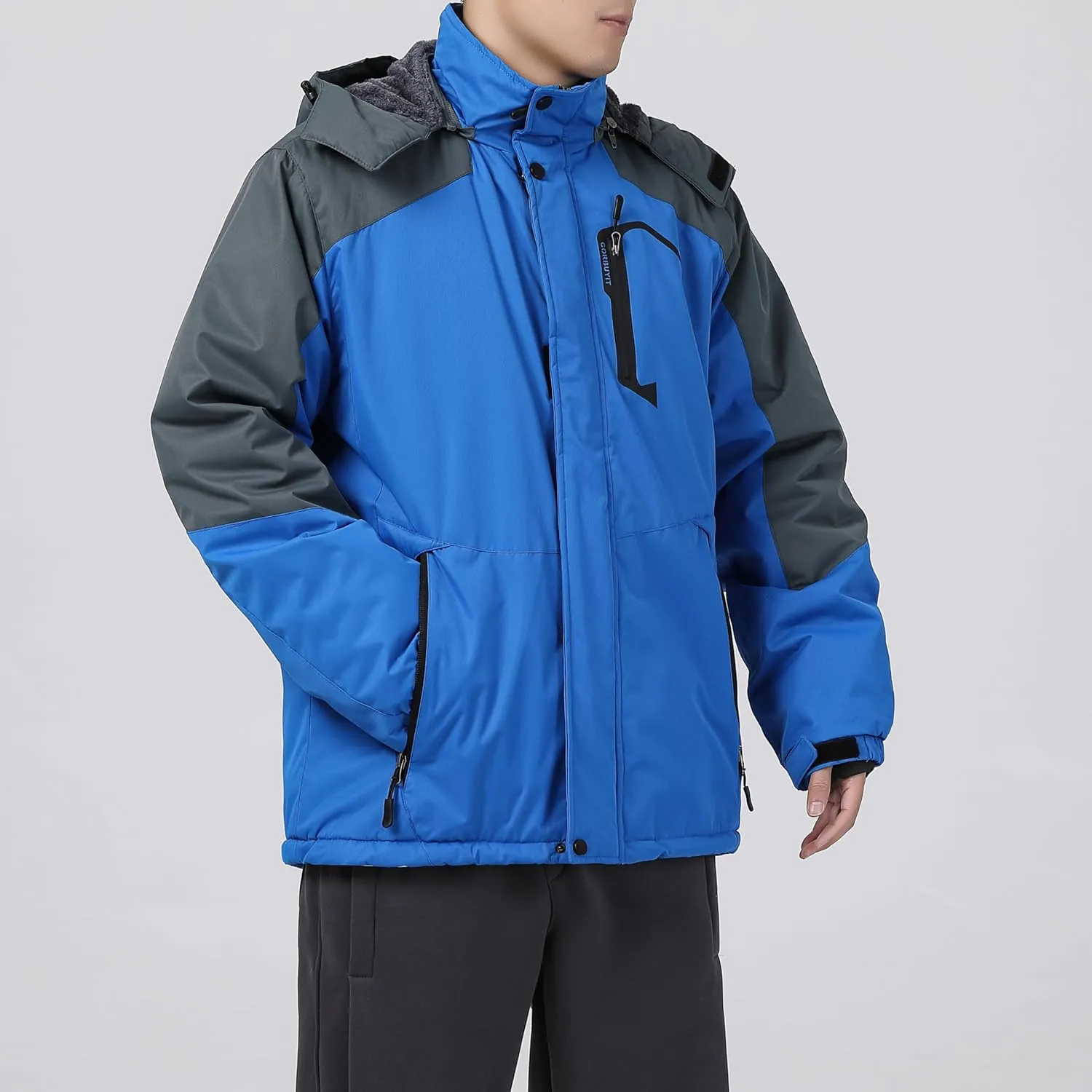 Men's Waterproof Ski Jacket - Snowboard Coats with Fleece Lining, Warm Parka with Hood for Ultimate Snow Protection