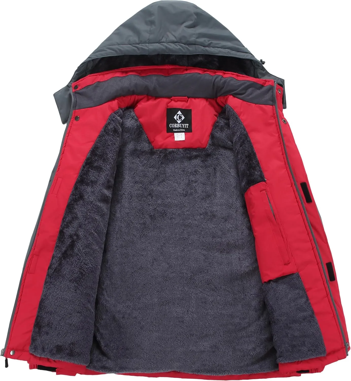 Men's Waterproof Ski Jacket - Snowboard Coats with Fleece Lining, Warm Parka with Hood for Ultimate Snow Protection