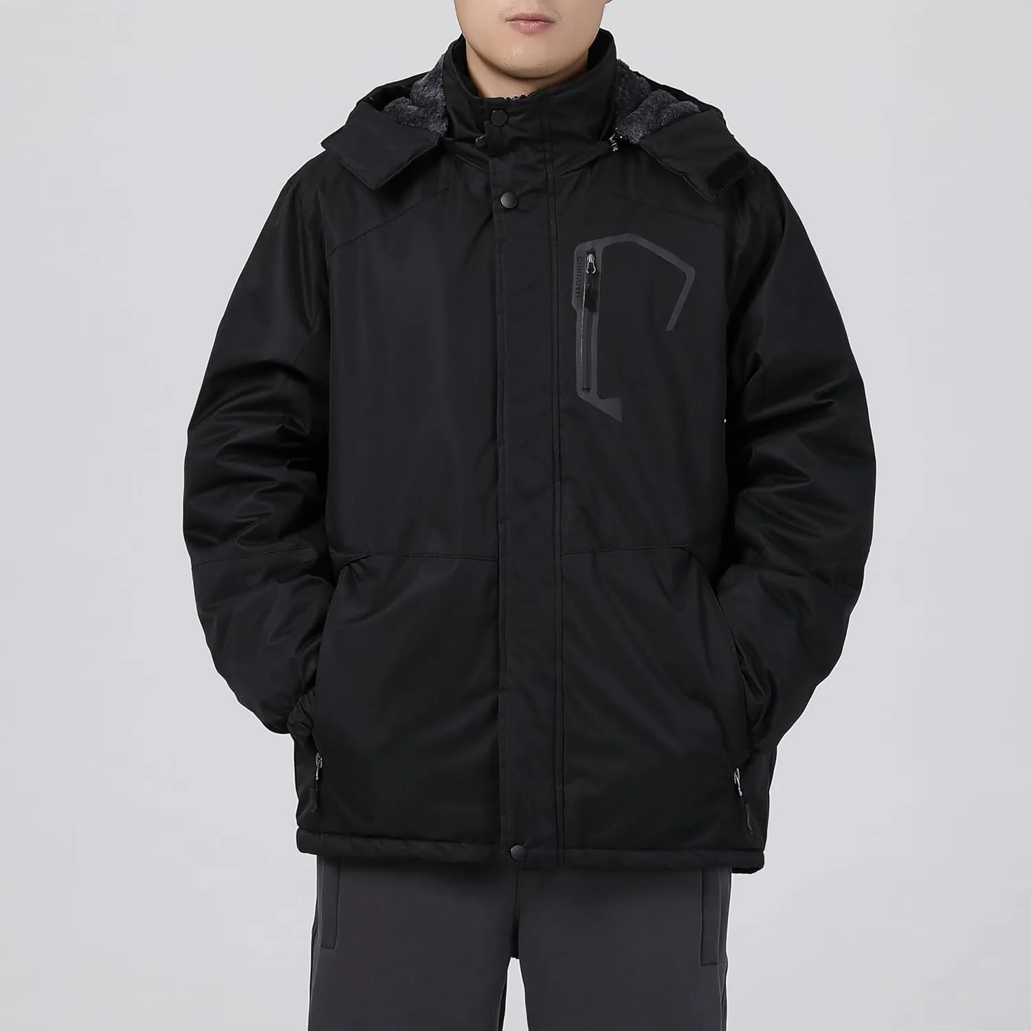Men's Waterproof Ski Jacket - Snowboard Coats with Fleece Lining, Warm Parka with Hood for Ultimate Snow Protection