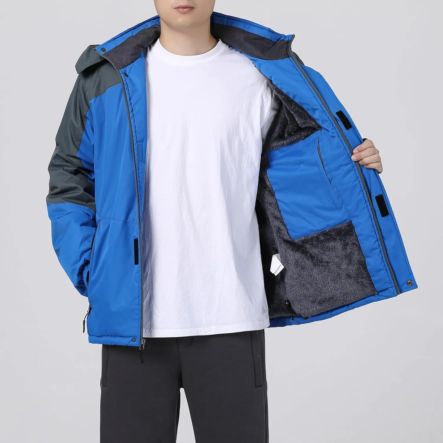 Men's Waterproof Ski Jacket - Snowboard Coats with Fleece Lining, Warm Parka with Hood for Ultimate Snow Protection