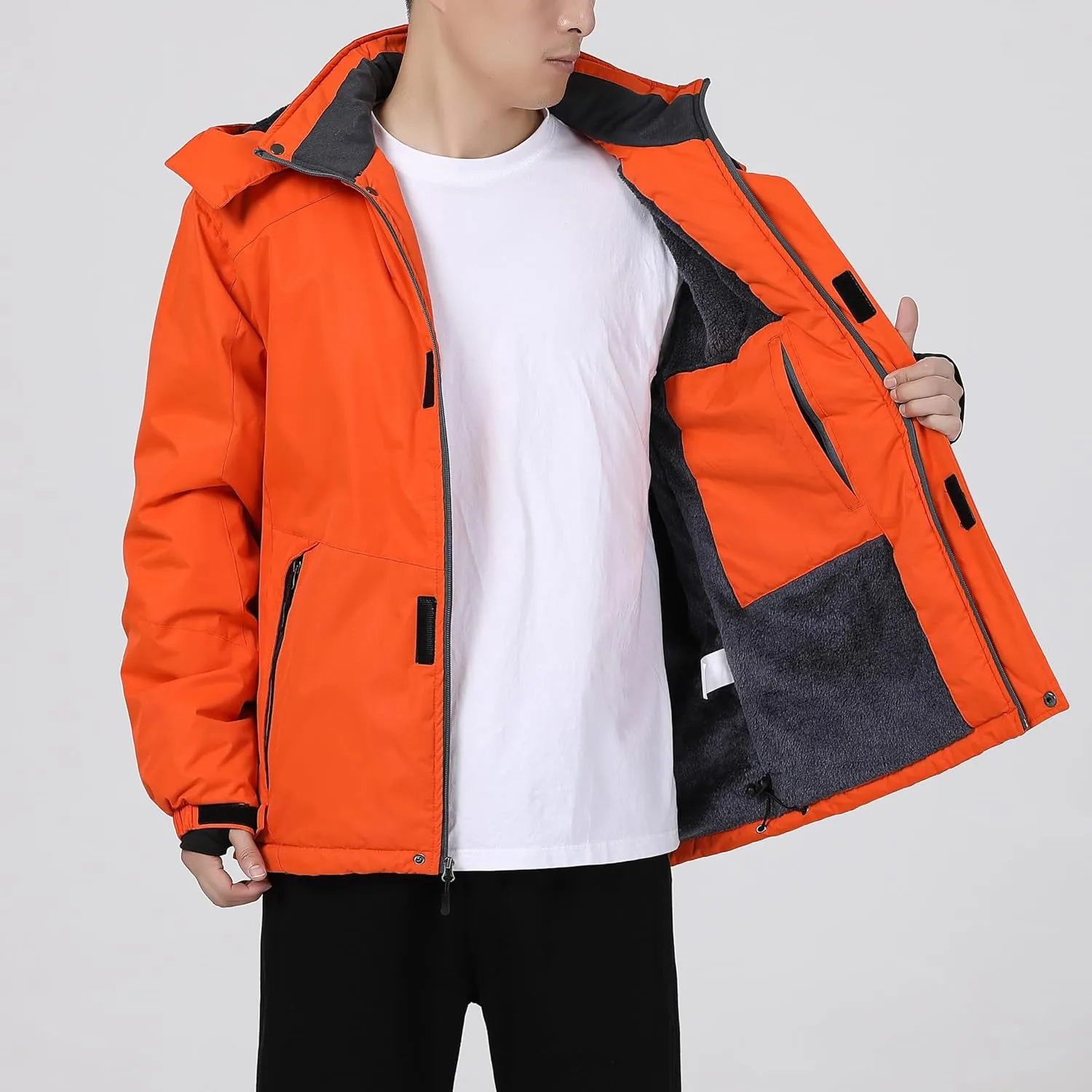 Men's Waterproof Ski Jacket - Snowboard Coats with Fleece Lining, Warm Parka with Hood for Ultimate Snow Protection