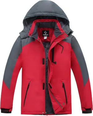 Men's Waterproof Ski Jacket - Snowboard Coats with Fleece Lining, Warm Parka with Hood for Ultimate Snow Protection
