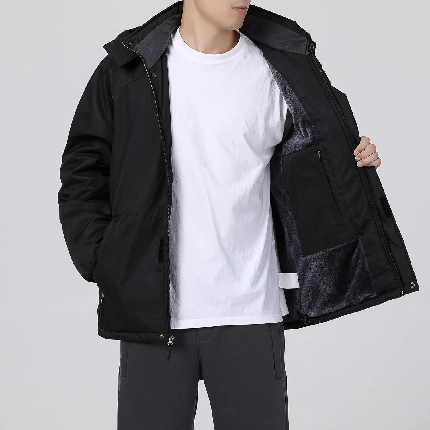 Men's Waterproof Ski Jacket - Snowboard Coats with Fleece Lining, Warm Parka with Hood for Ultimate Snow Protection