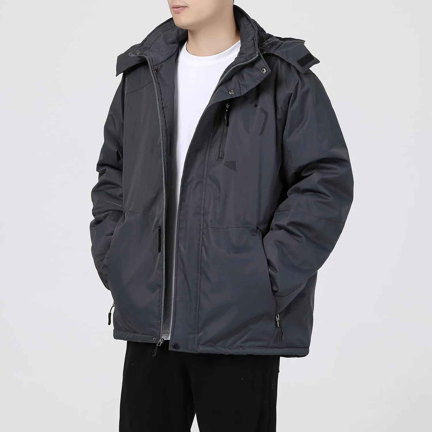 Men's Waterproof Ski Jacket - Snowboard Coats with Fleece Lining, Warm Parka with Hood for Ultimate Snow Protection