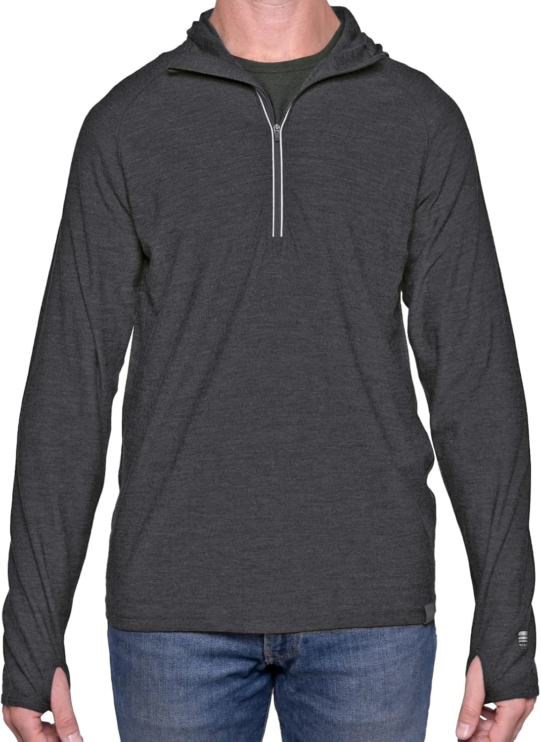 MERIWOOL Mens Base Layer Hoodie Lightweight Merino Wool Long Sleeve Thermal