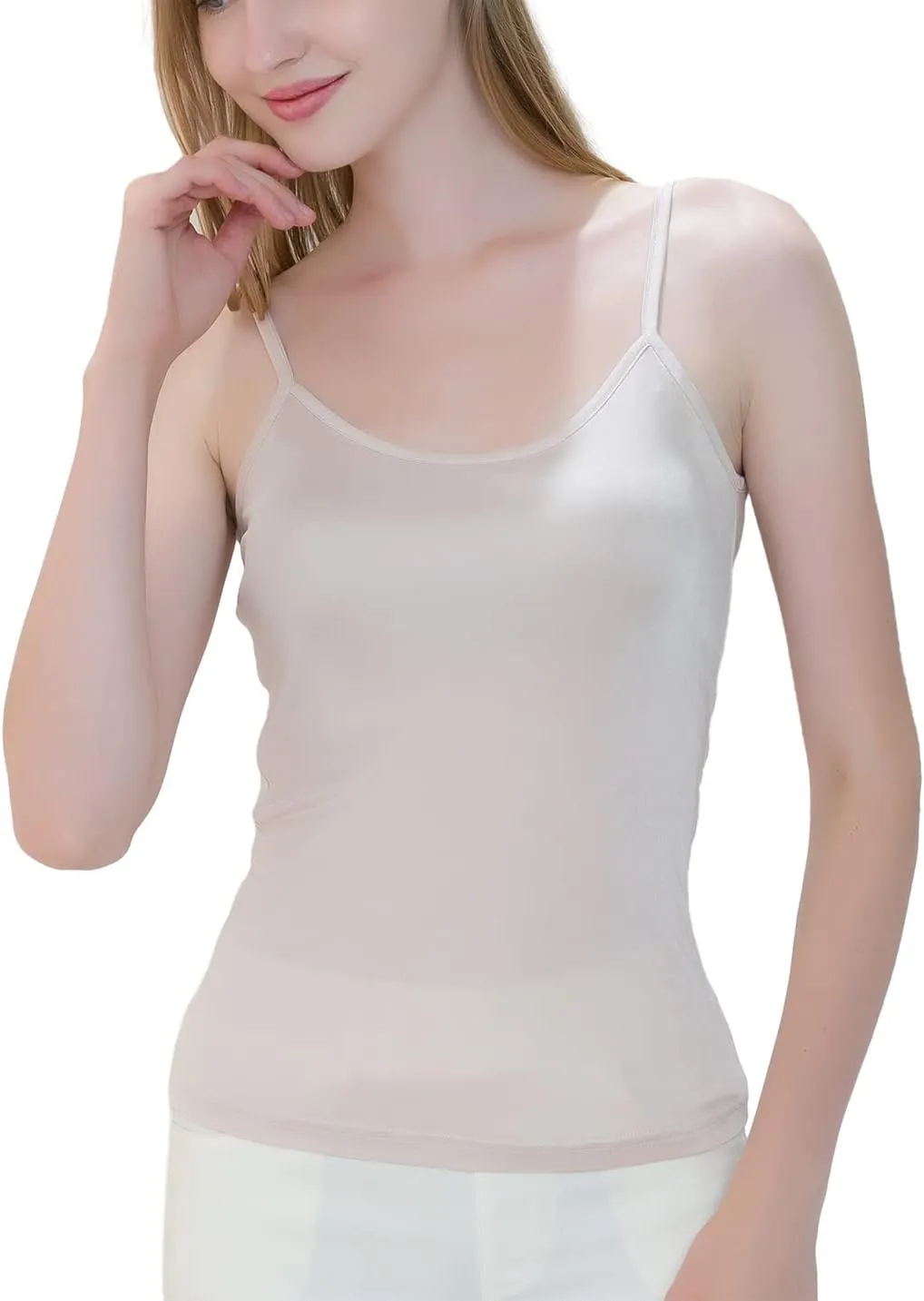 METWAY Womens Silk Camisole/Spaghetti Strap Mulberry Silk Cami Tops/Stretchable Real Knit Silk Tank Undershirt for Layerling